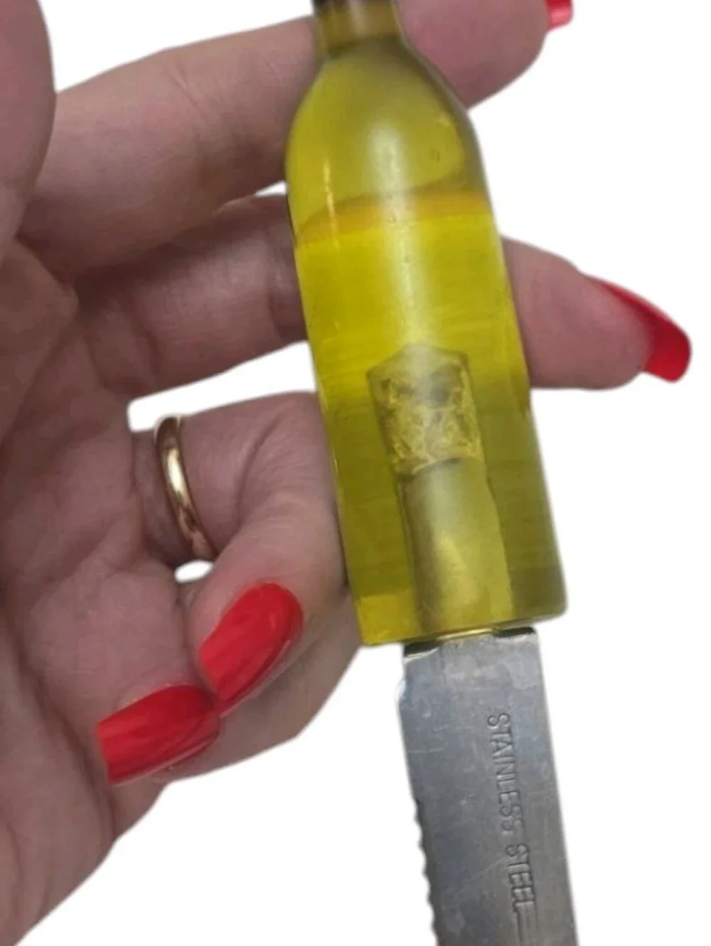 Vintage Cheese Knife Stainless Steel French Chateau de Seguin Wine Bottle Handle